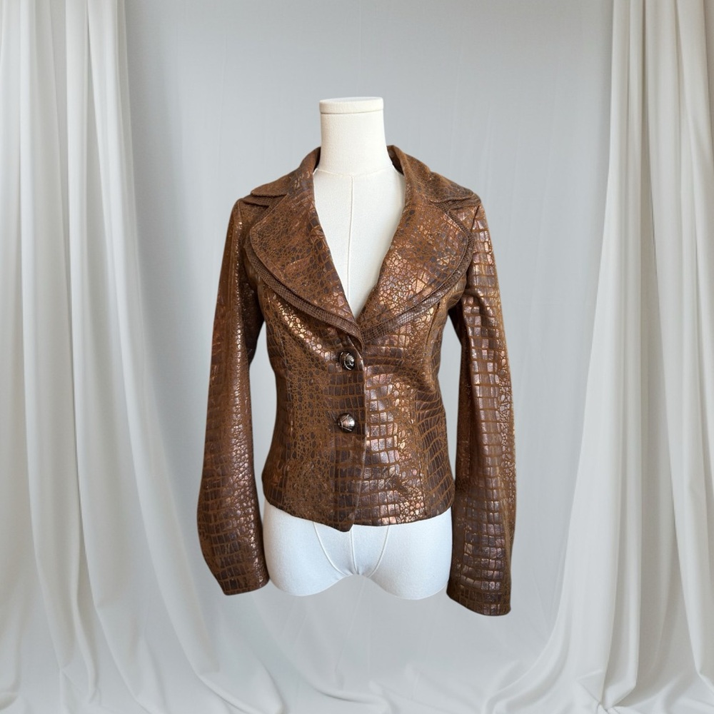 V Cristina Two Button Faux Leather Jacket
